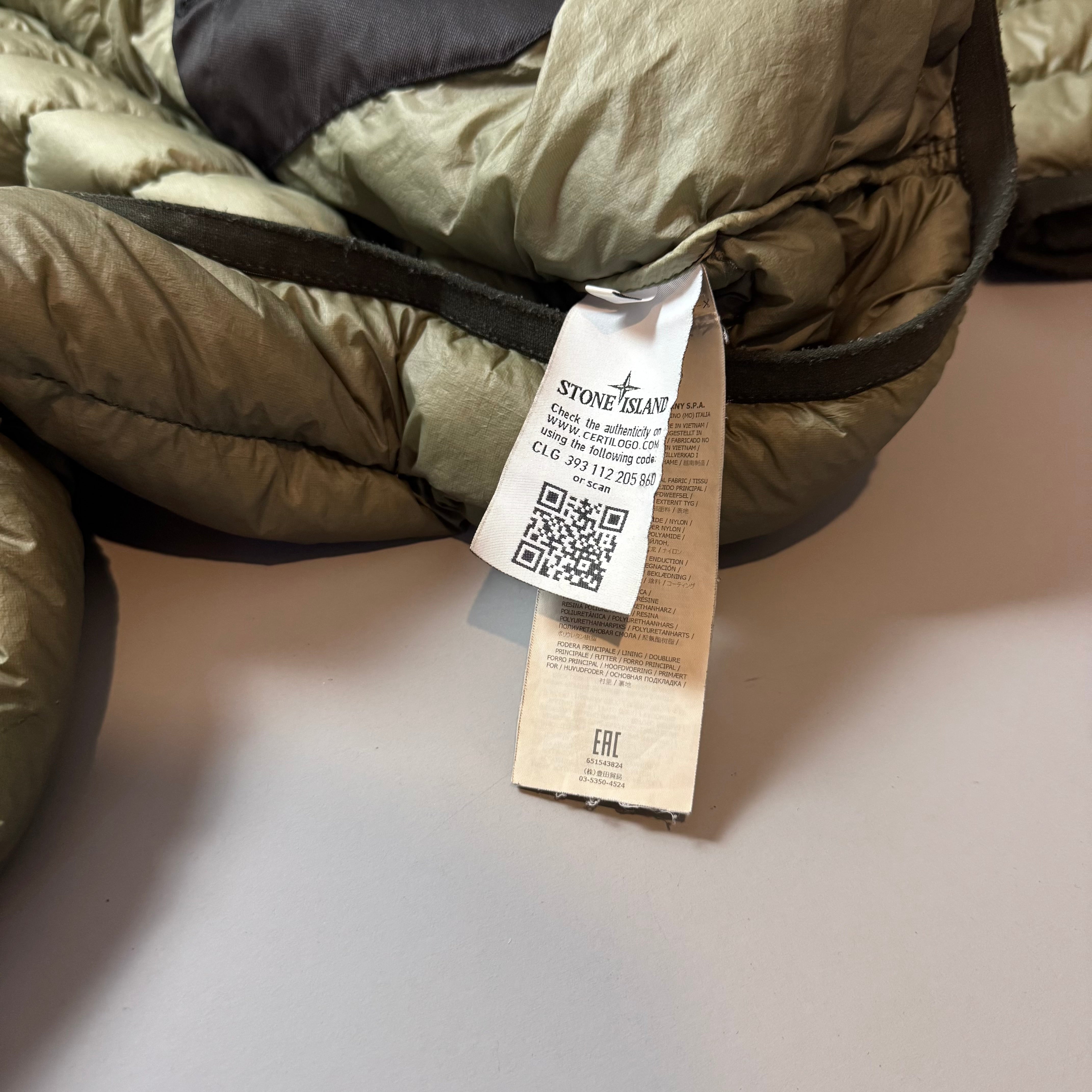 Stone Island Green Garment Dyed Micro Yarn Down Jacket - Medium