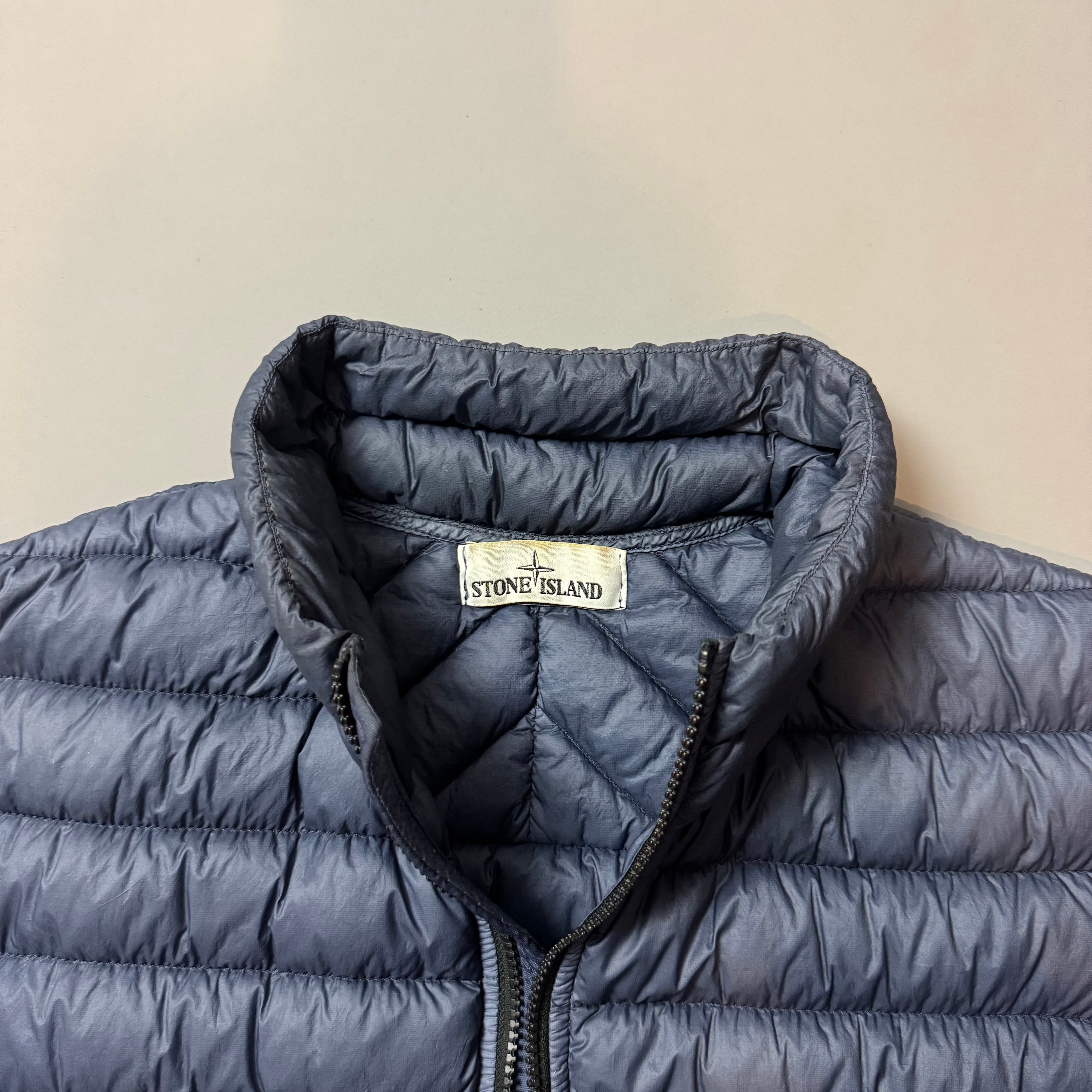 Stone Island Navy Garment Dyed Micro Yarn Down Jacket - Small