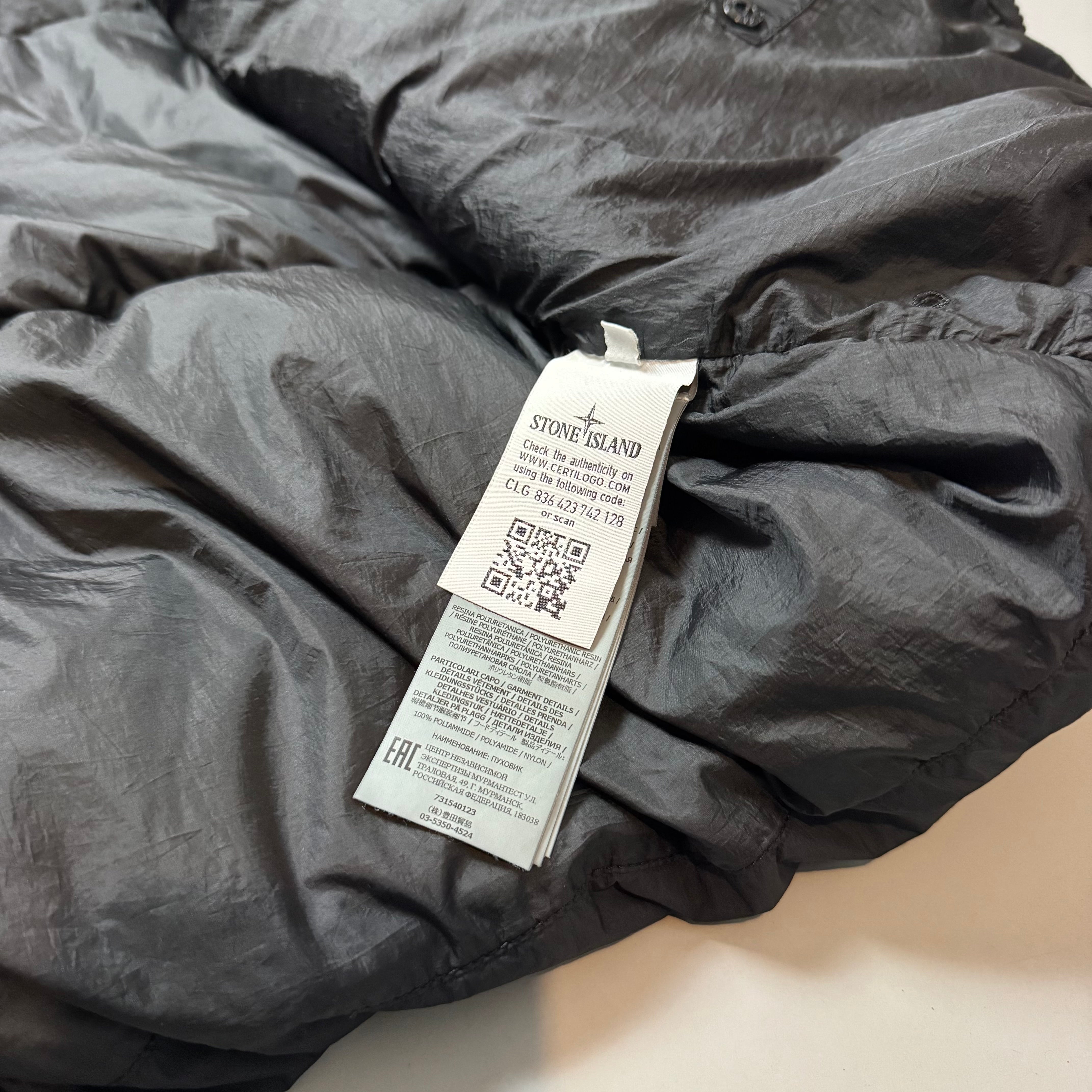 Stone Island Black Garment Dyed Crinkle Reps Long Parka Jacket - XXL