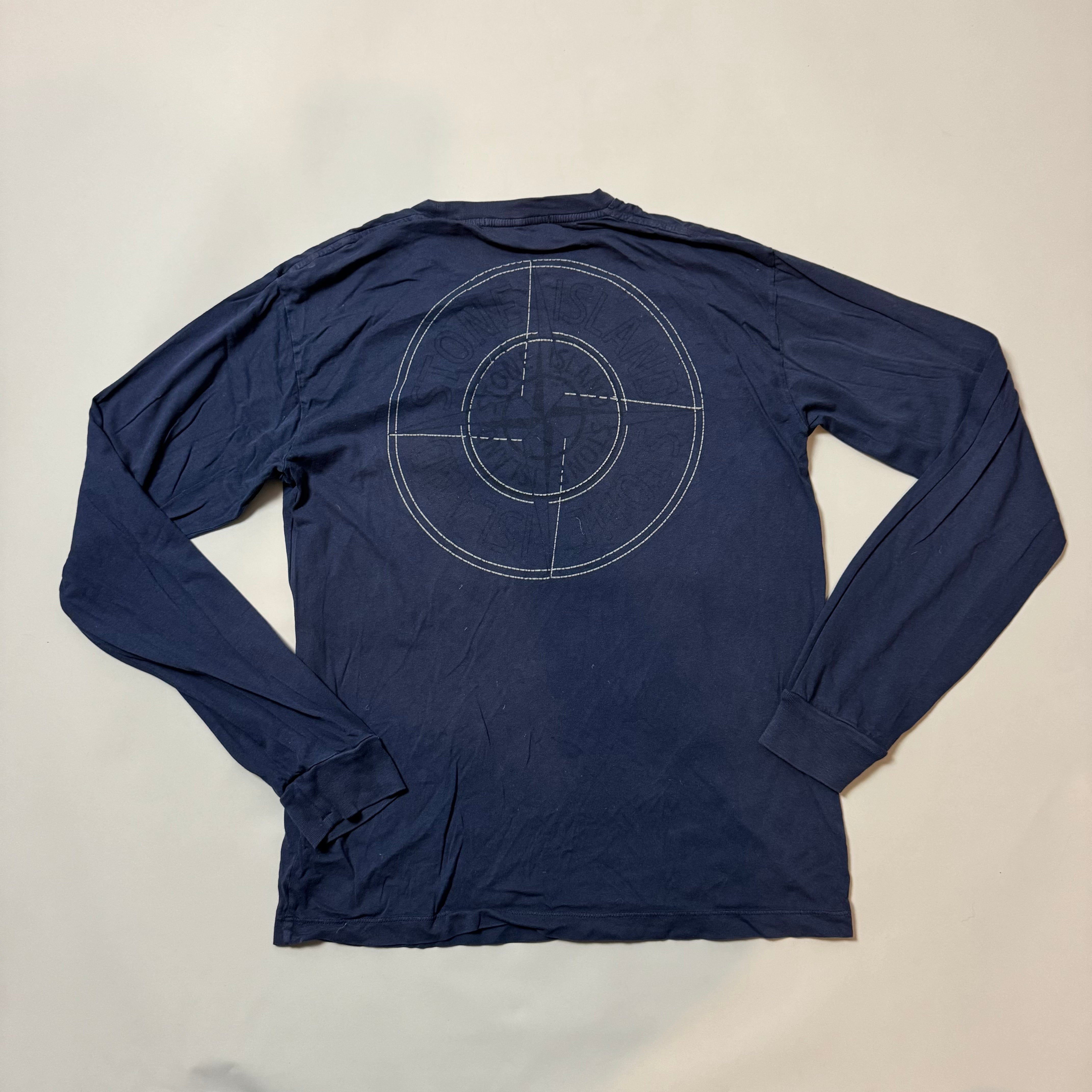 Stone Island Navy Graphic Long Sleeve t-shirt - Medium