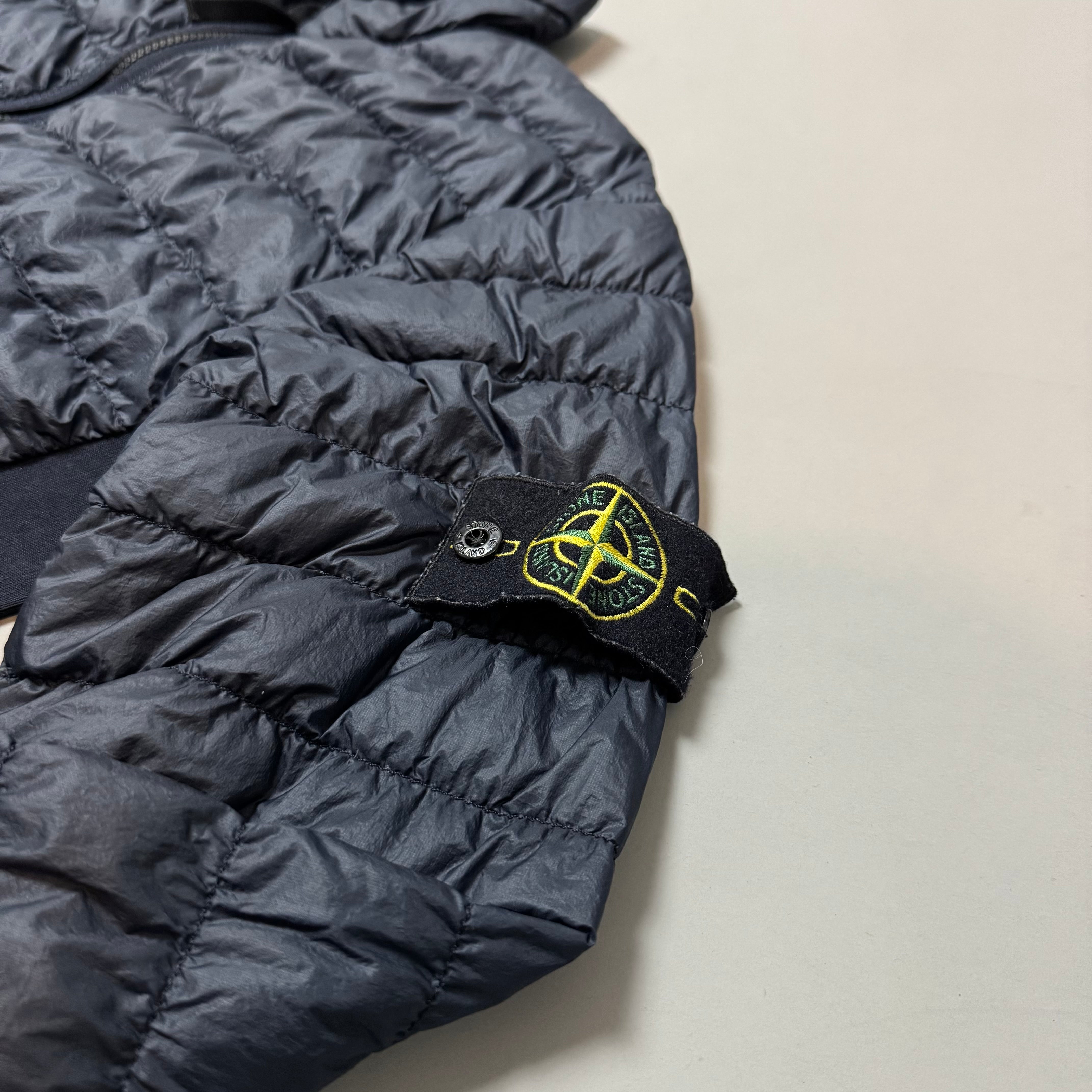 Stone Island Navy Garment Dyed Micro Yarn Down Jacket - Small