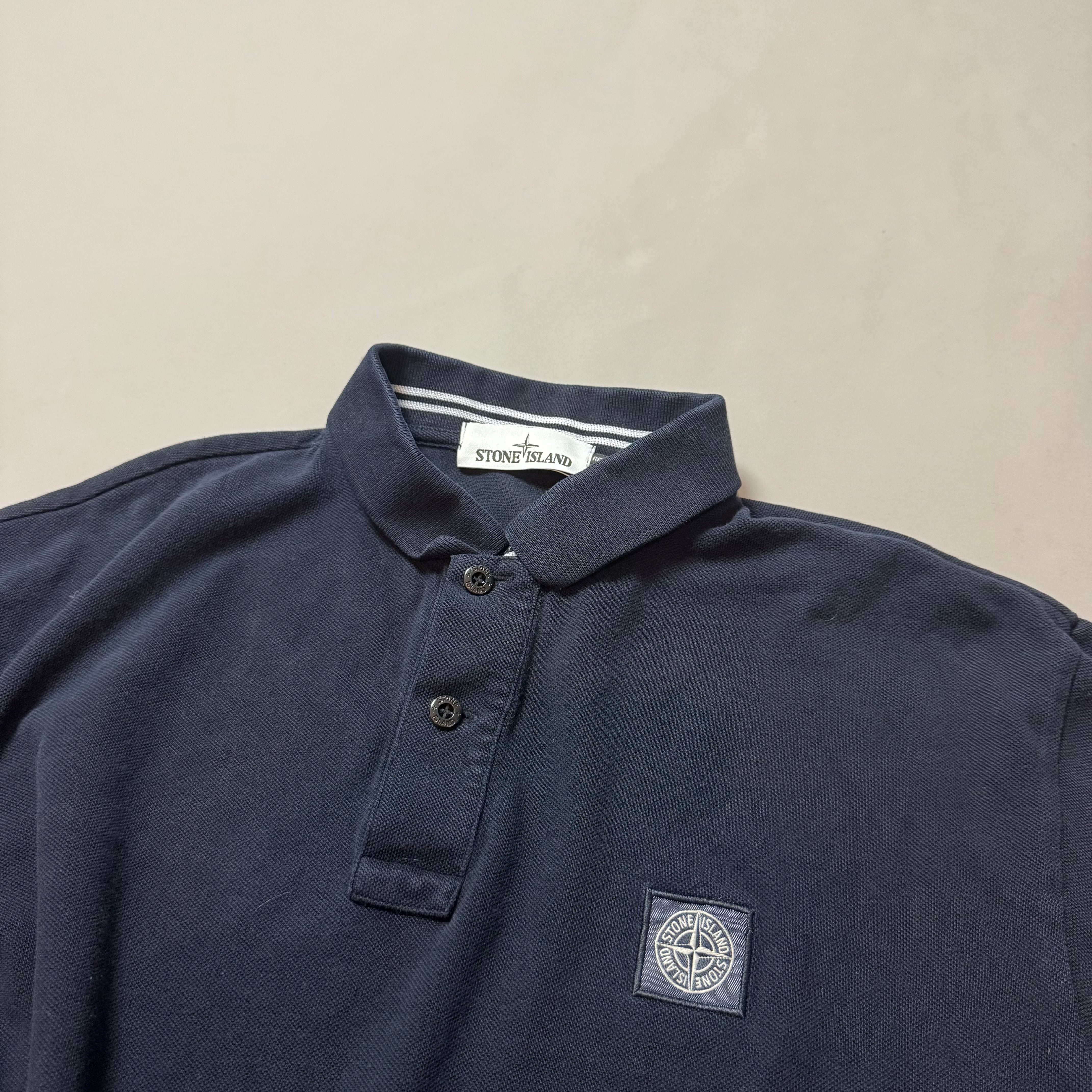 Stone Island Navy Long Sleeve Polo Shirt - XL