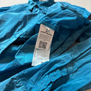 Stone Island Blue Nylon Metal Shimmer Overshirt - Large