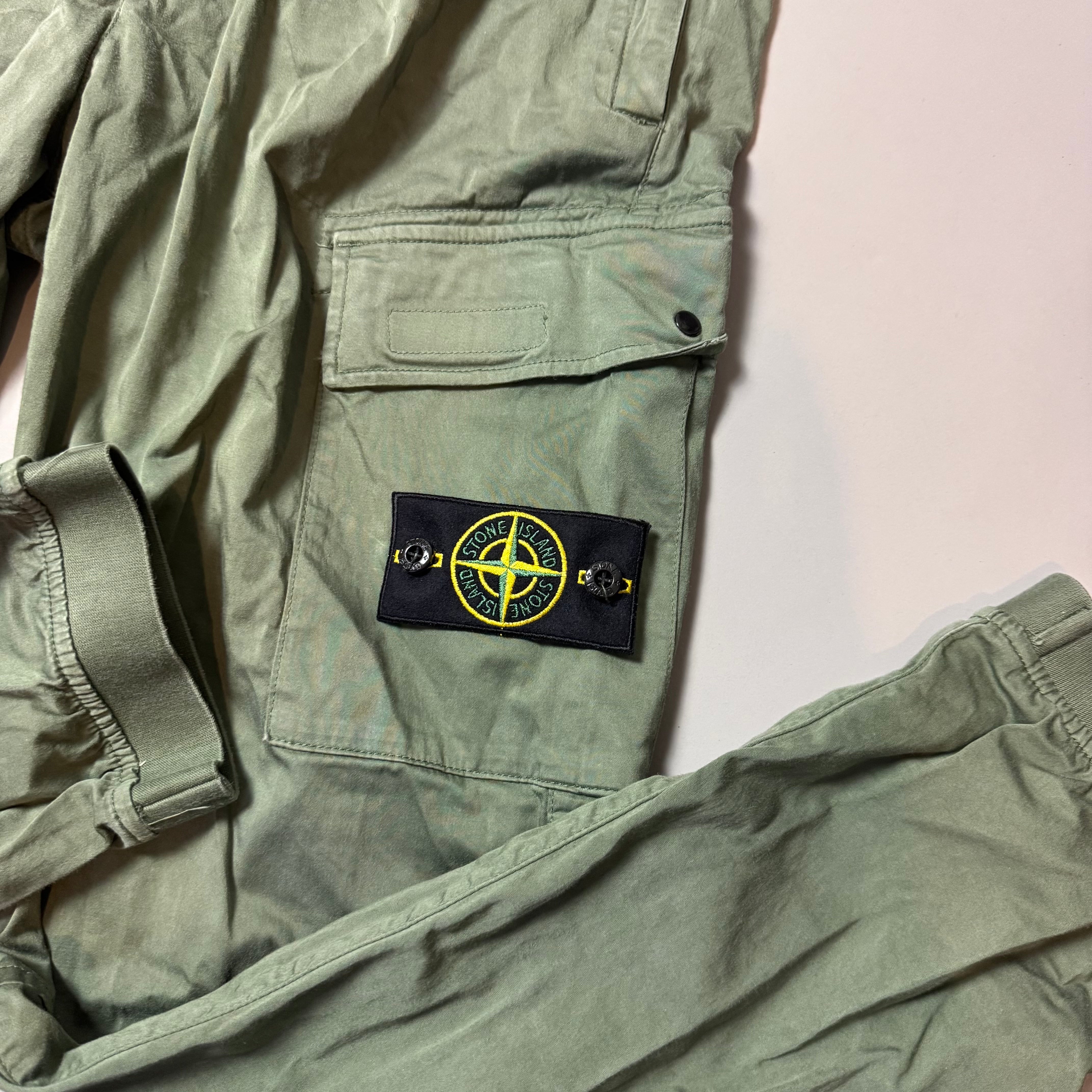 Stone Island Sage Green RE-T Cargo Trousers - W36