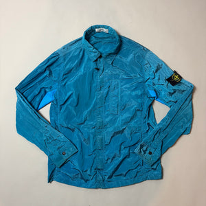 Stone Island Blue Nylon Metal Shimmer Overshirt - Large