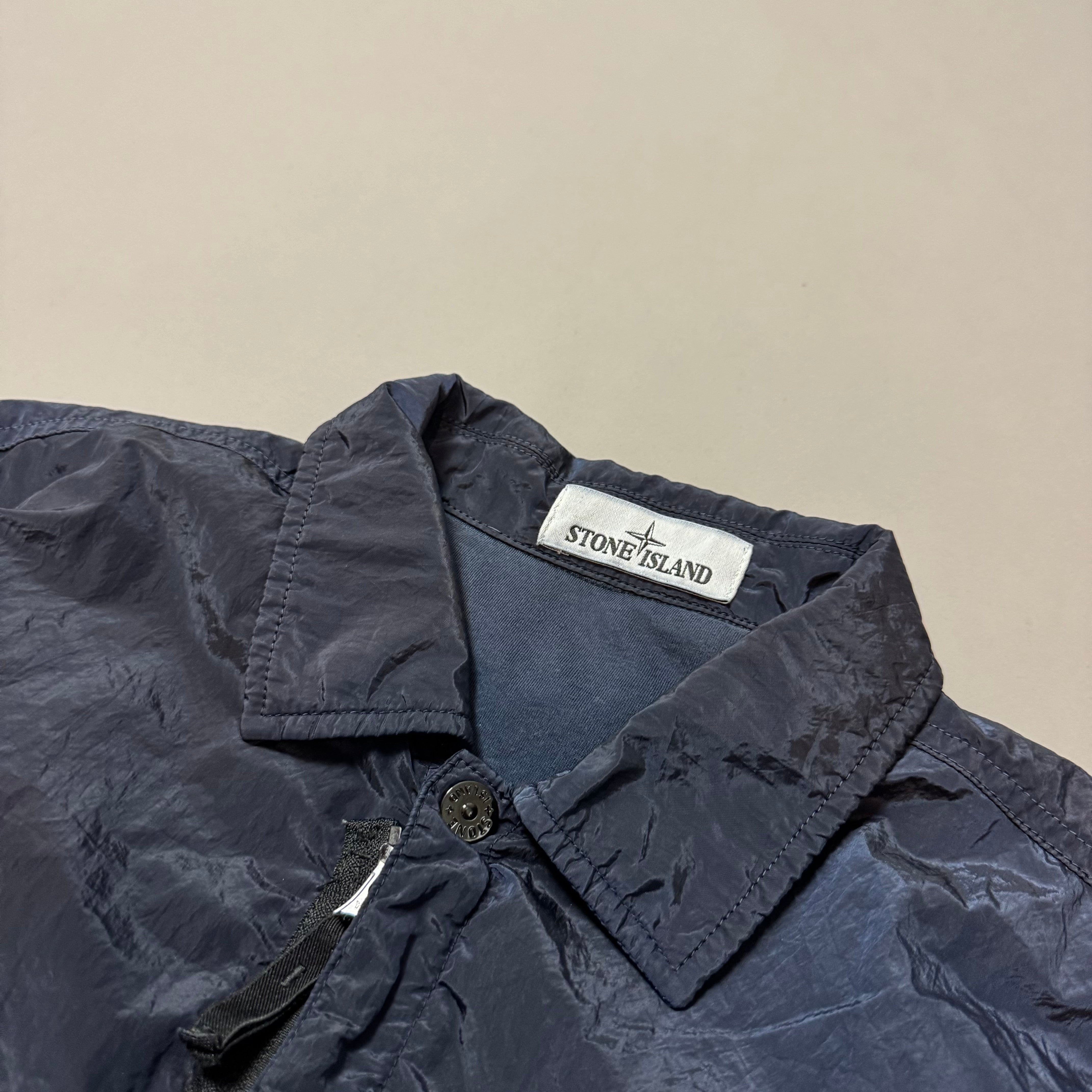 Stone Island Navy Nylon Metal Shimmer Overshirt - Small
