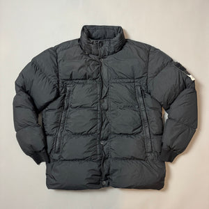 Stone Island Black Garment Dyed Crinkle Reps Long Parka Jacket - XXL