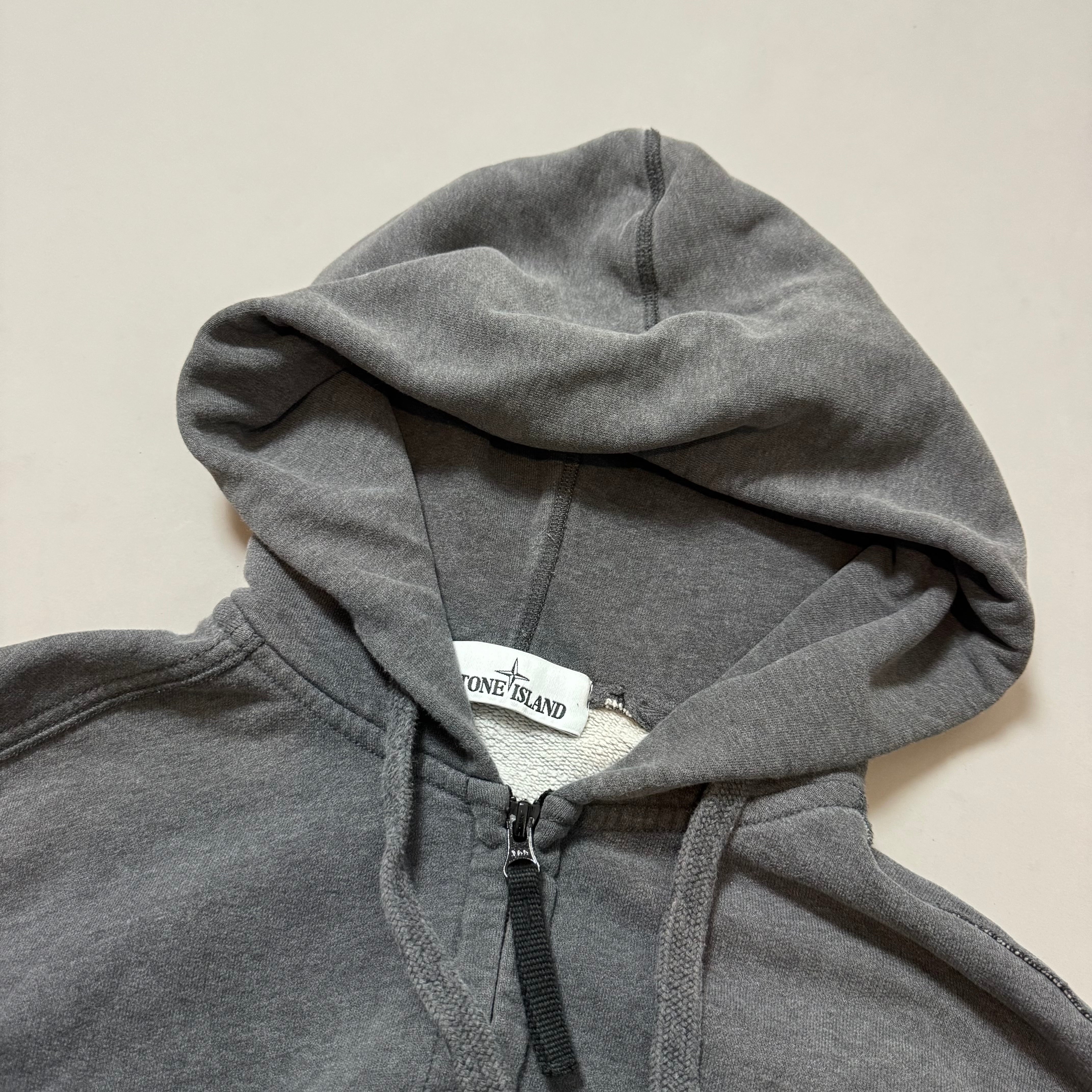 Stone Island Grey Zip Up Hoodie - Medium
