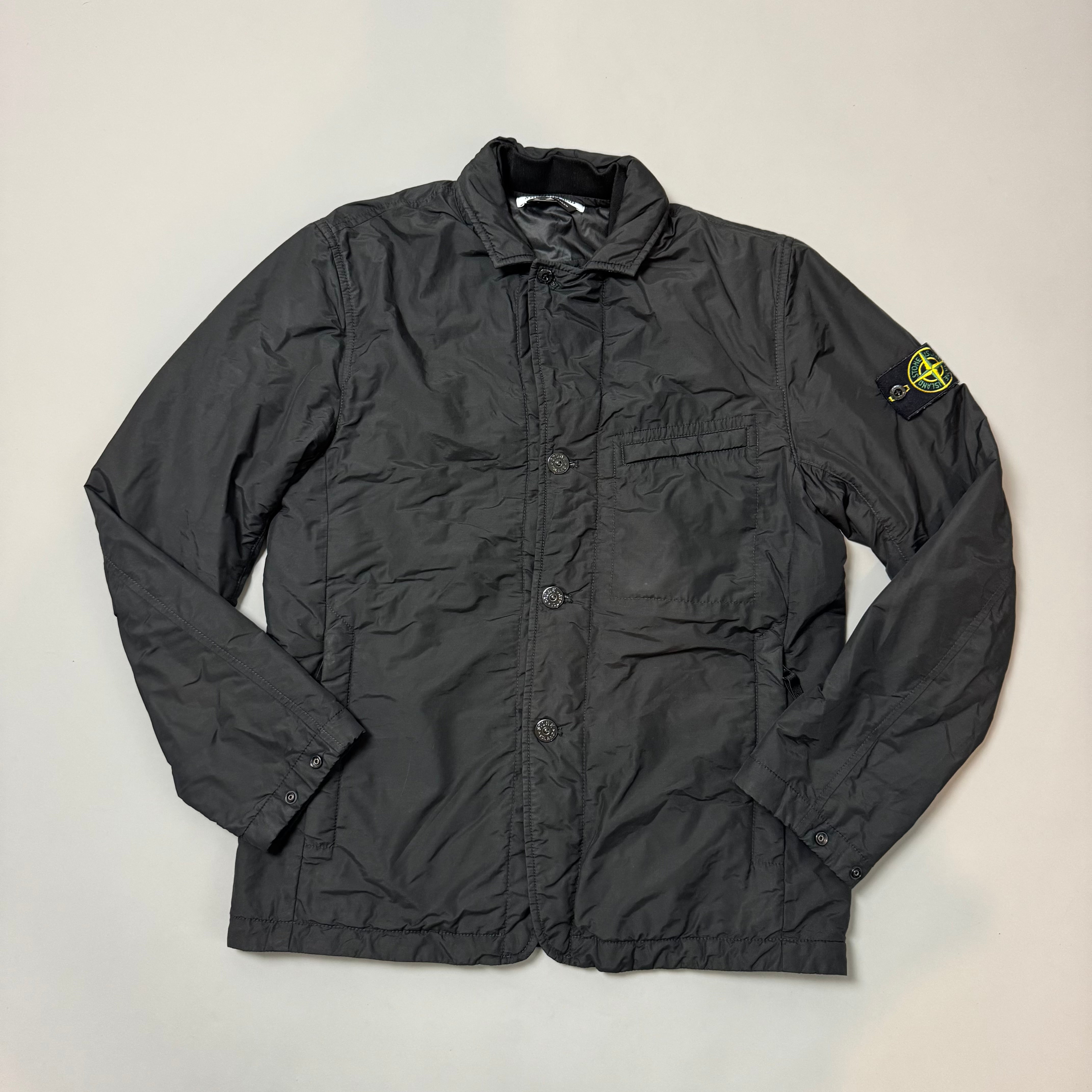 Stone Island Black O-Cotton & R-Nylon Insulated Blazer - Medium