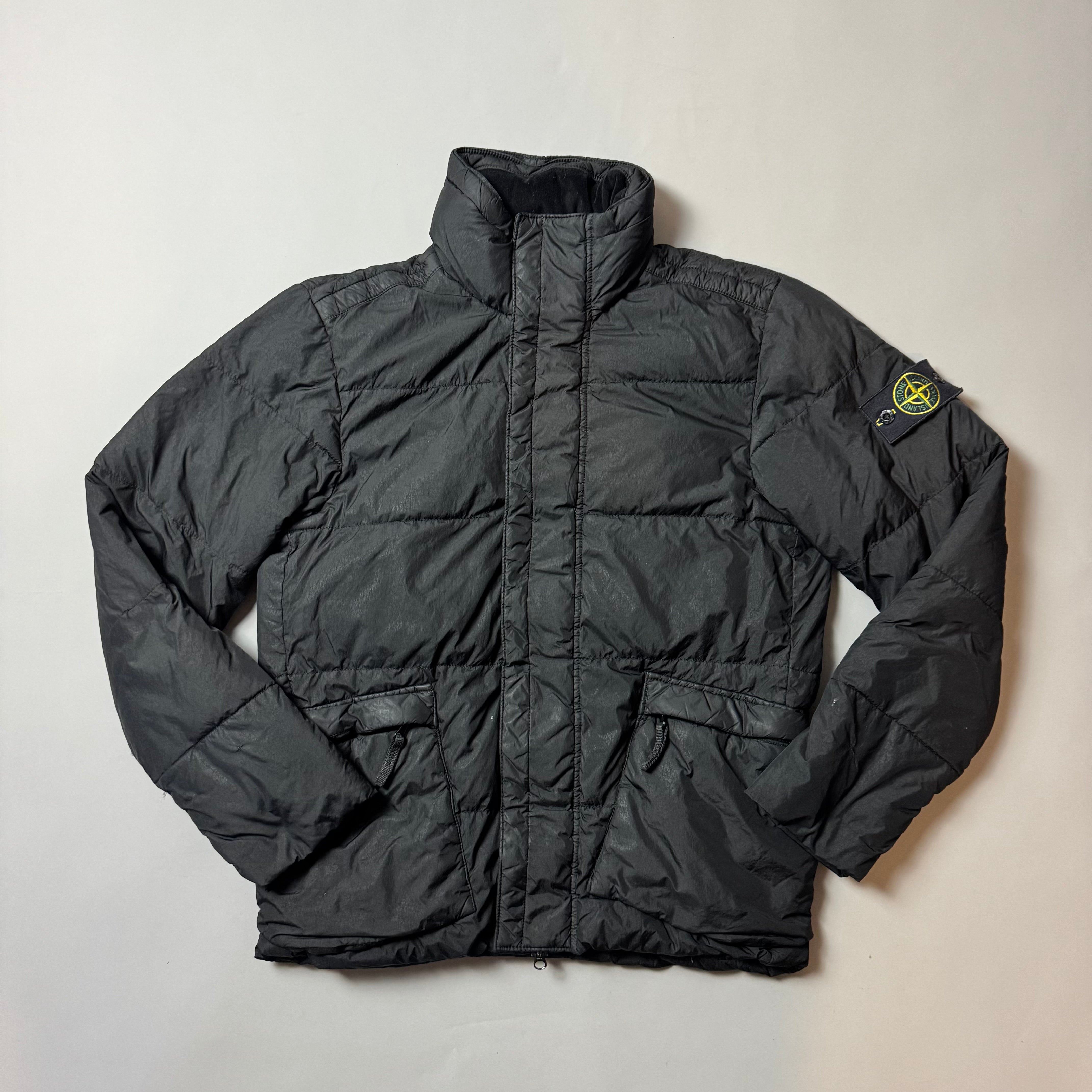 Stone Island Black Crinkle Reps NY Down Puffer Jacket - Medium