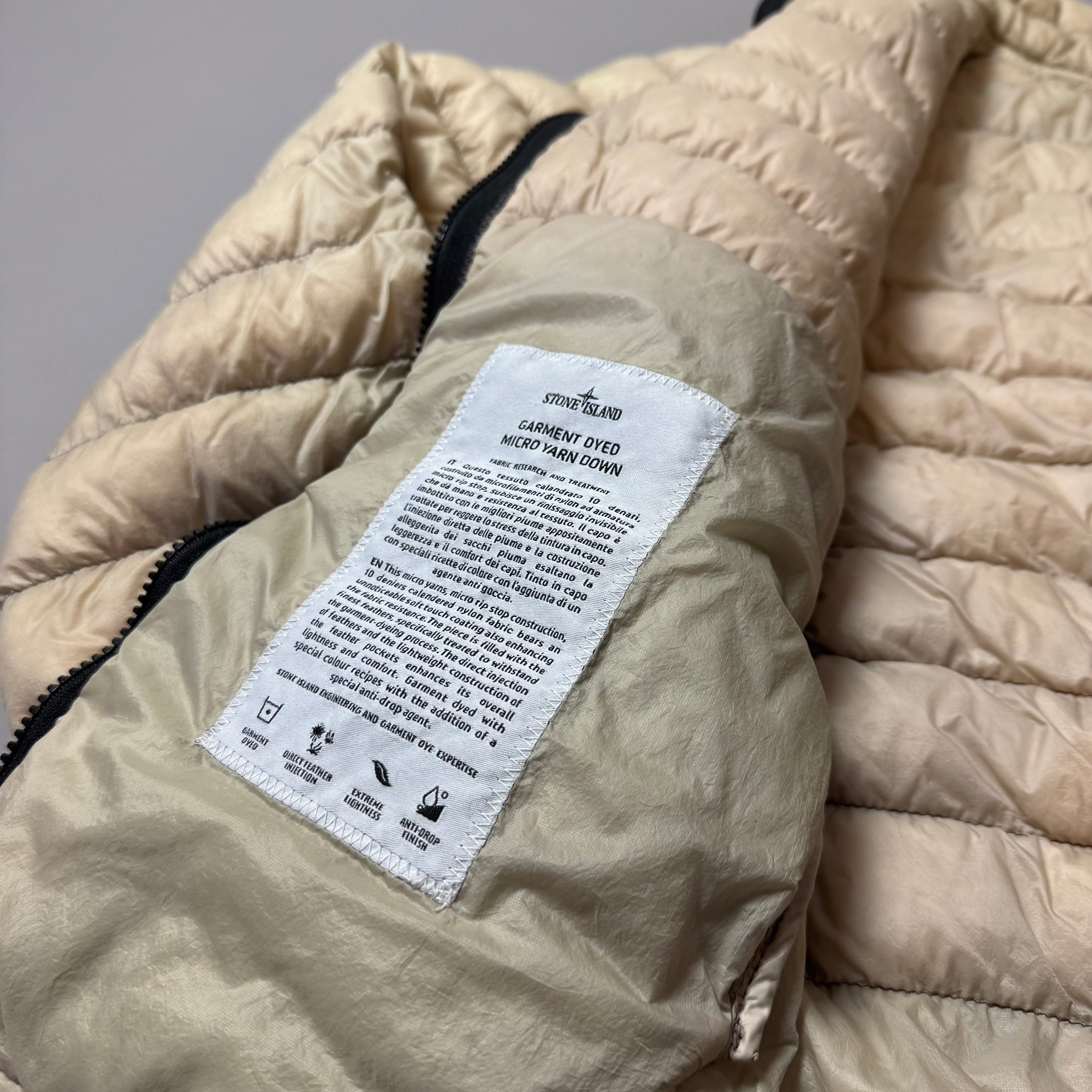 Stone Island Beige Garment Dyed Micro Yarn Down Jacket - Medium