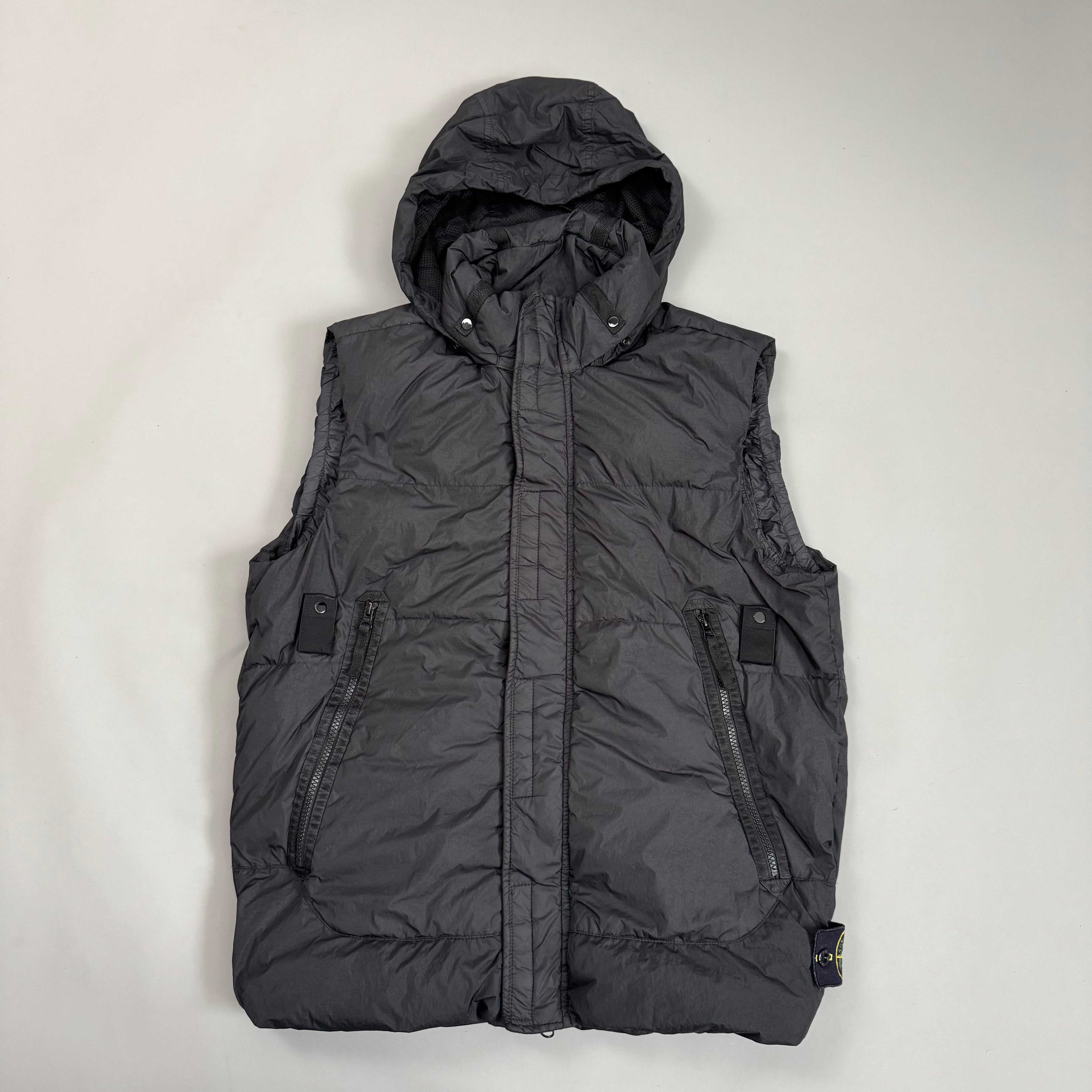 Stone Island Black Crinkle Reps R NY Down Gilet - Small