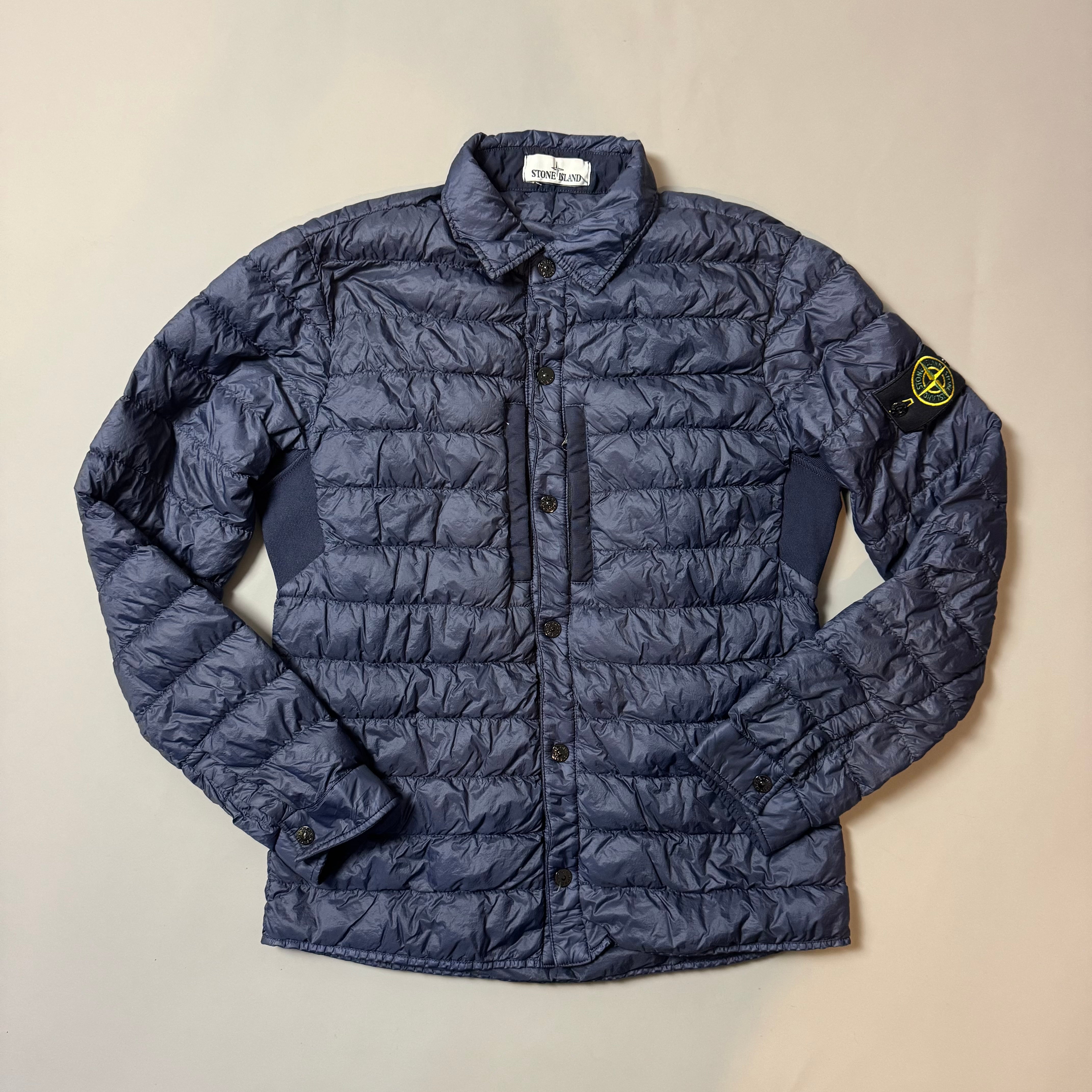 Stone Island Navy Garment Dyed Micro Yarn Down Jacket - Medium