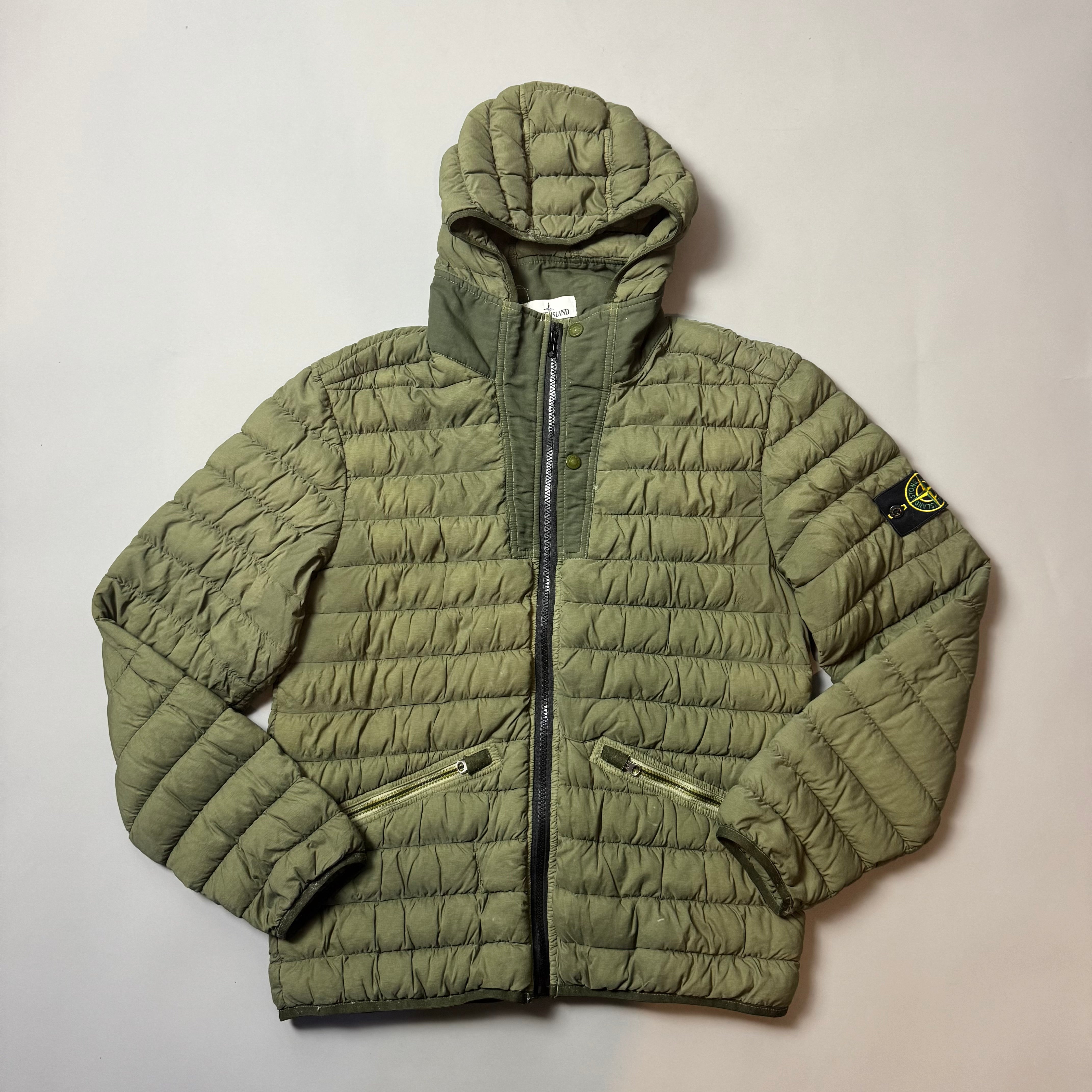 Stone Island Green Loom Woven Down Chambers Stretch Nylon-Tc Jacket - Medium