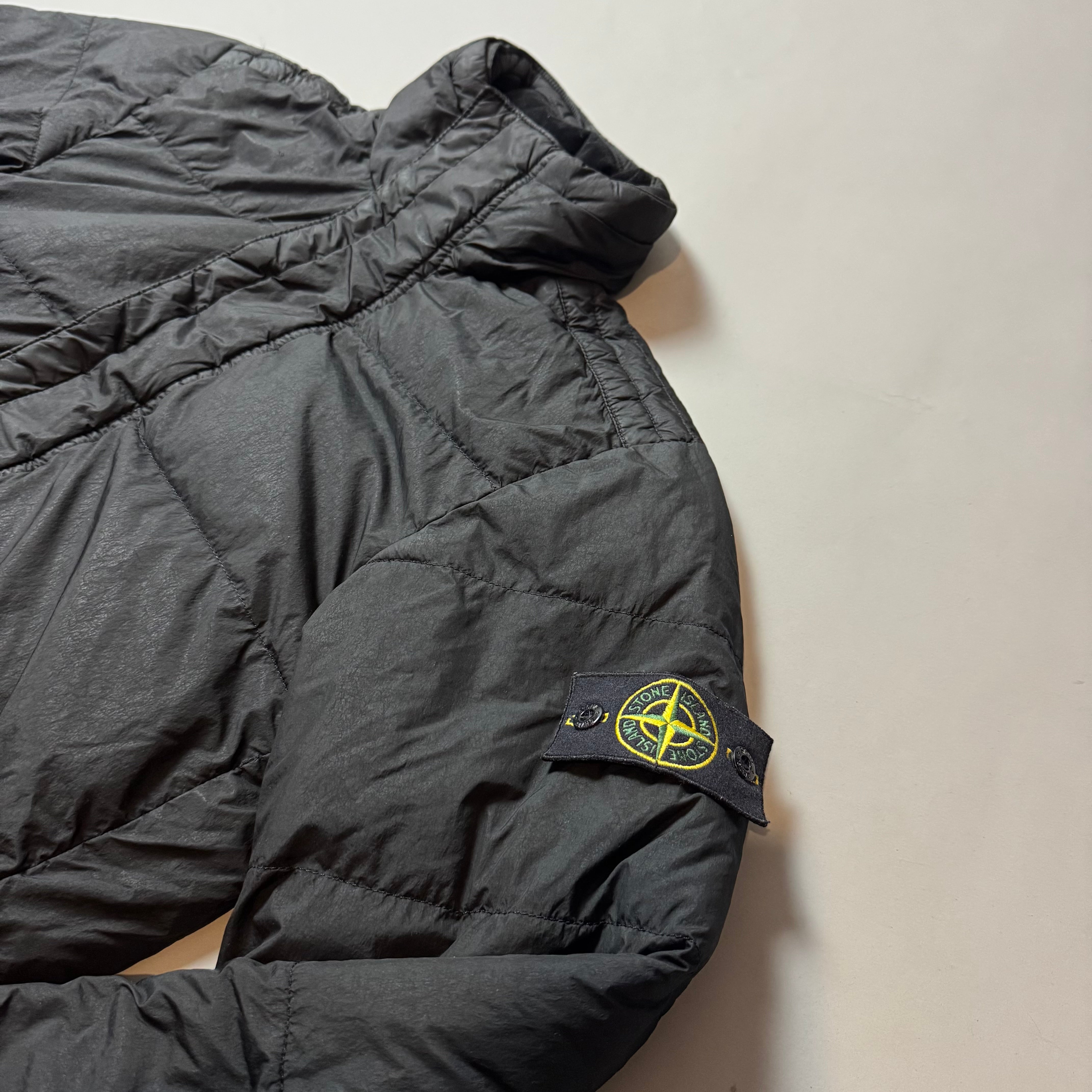 Stone Island Black Crinkle Reps NY Down Puffer Jacket - Medium