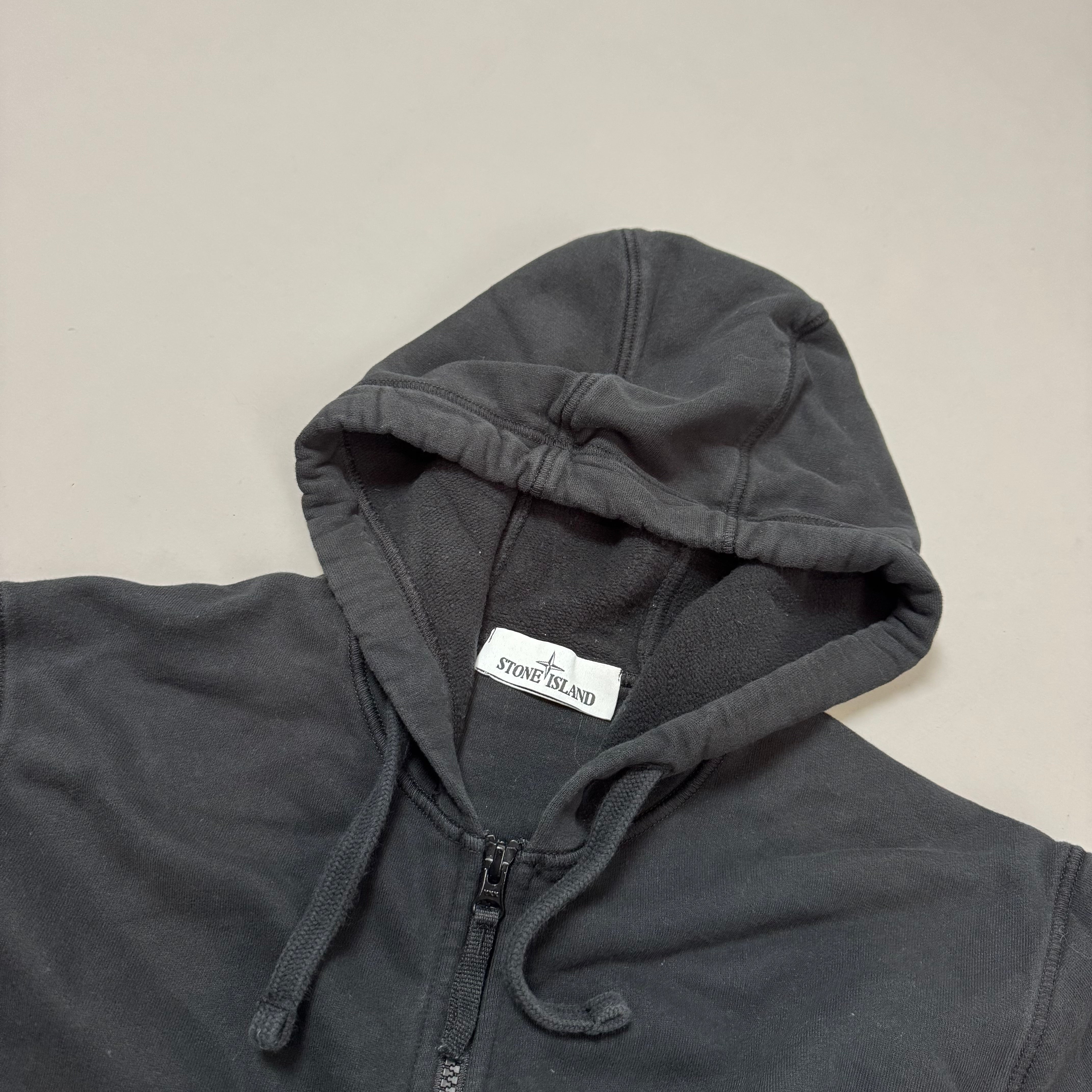 Stone Island Black Zip Up Hoodie - Large