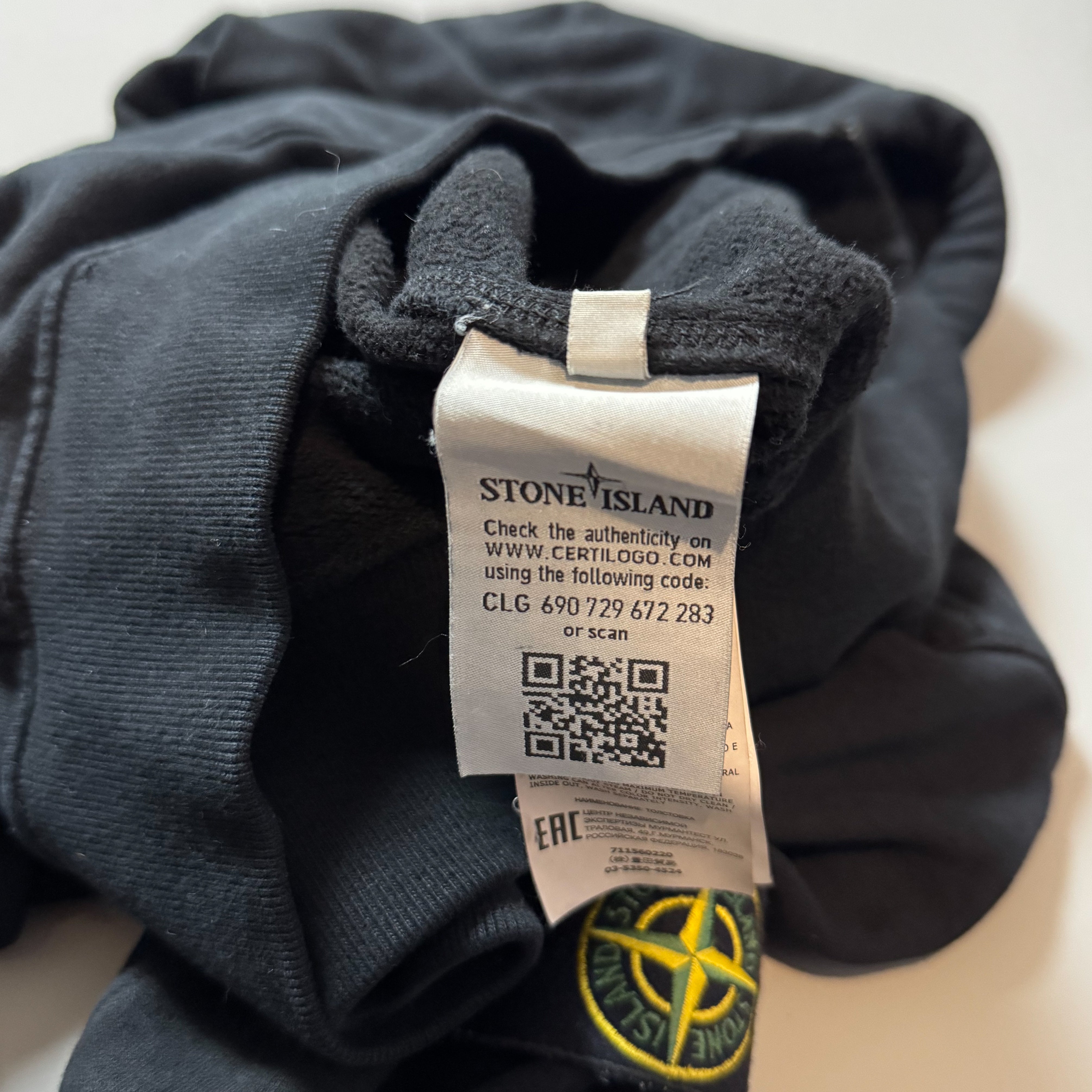 Stone Island Black Zip Up Hoodie - Medium