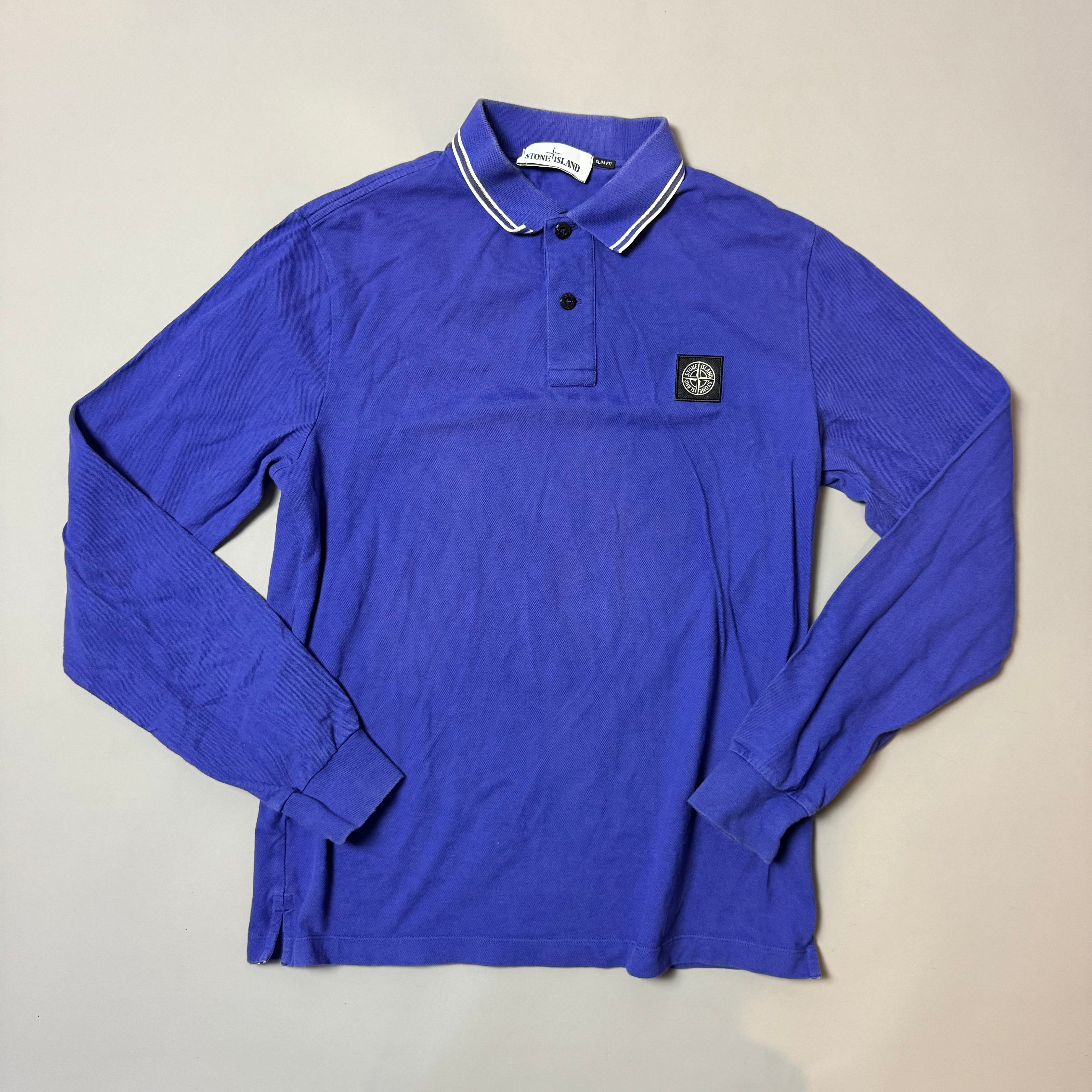 Stone Island Periwinkle Blue Long Sleeve Polo - Large