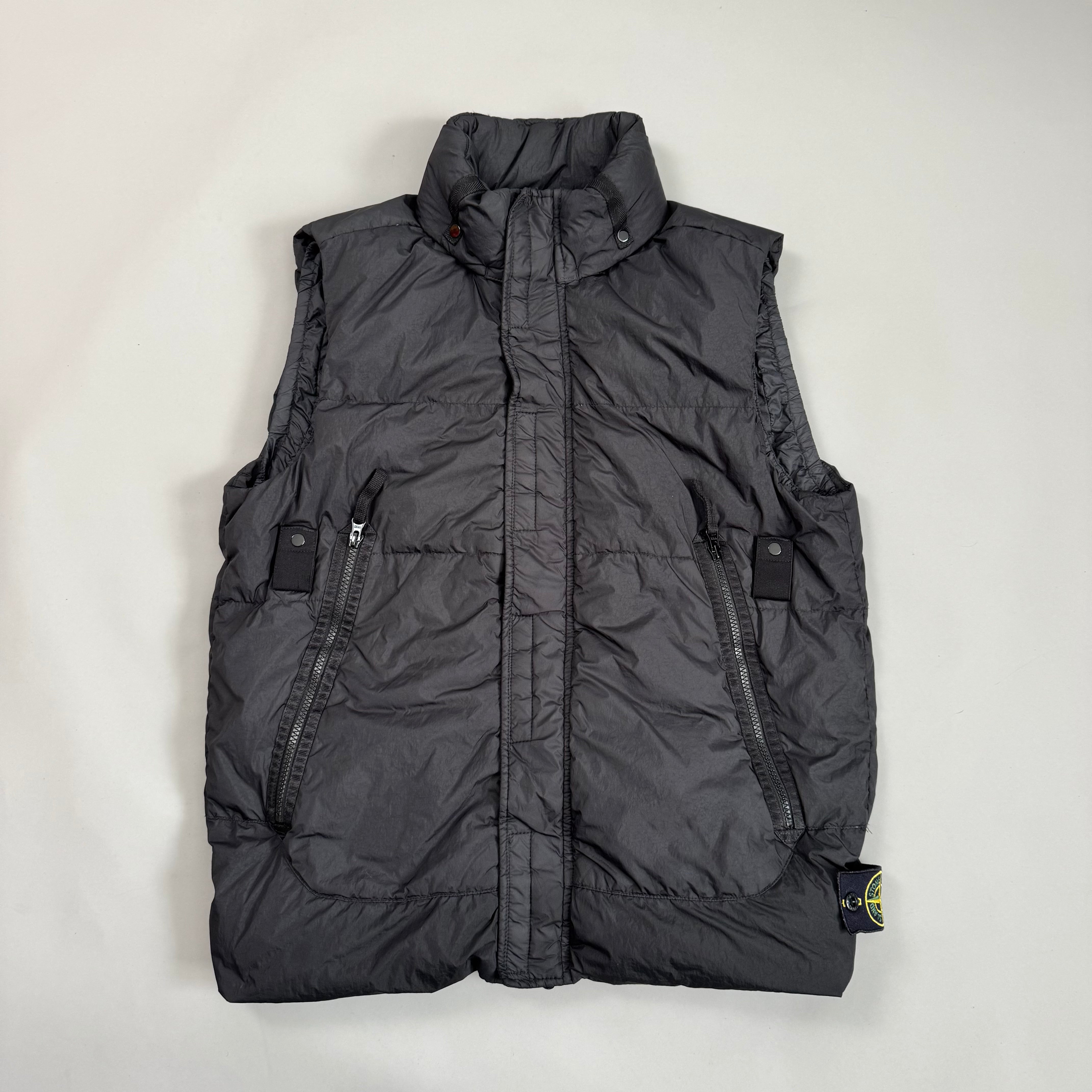 Stone Island Black Crinkle Reps R NY Down Gilet - Small
