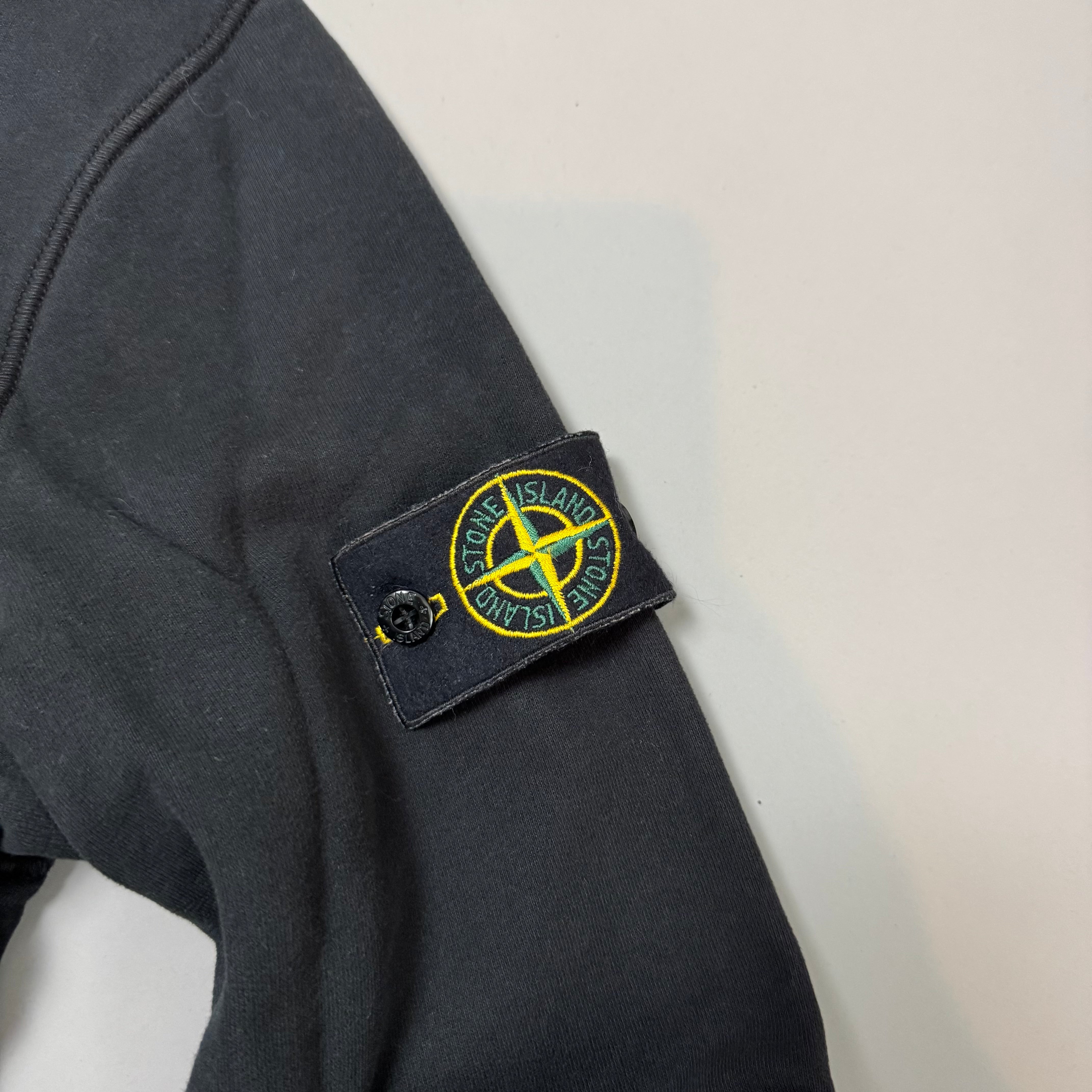 Stone Island Black Zip Up Hoodie - Large