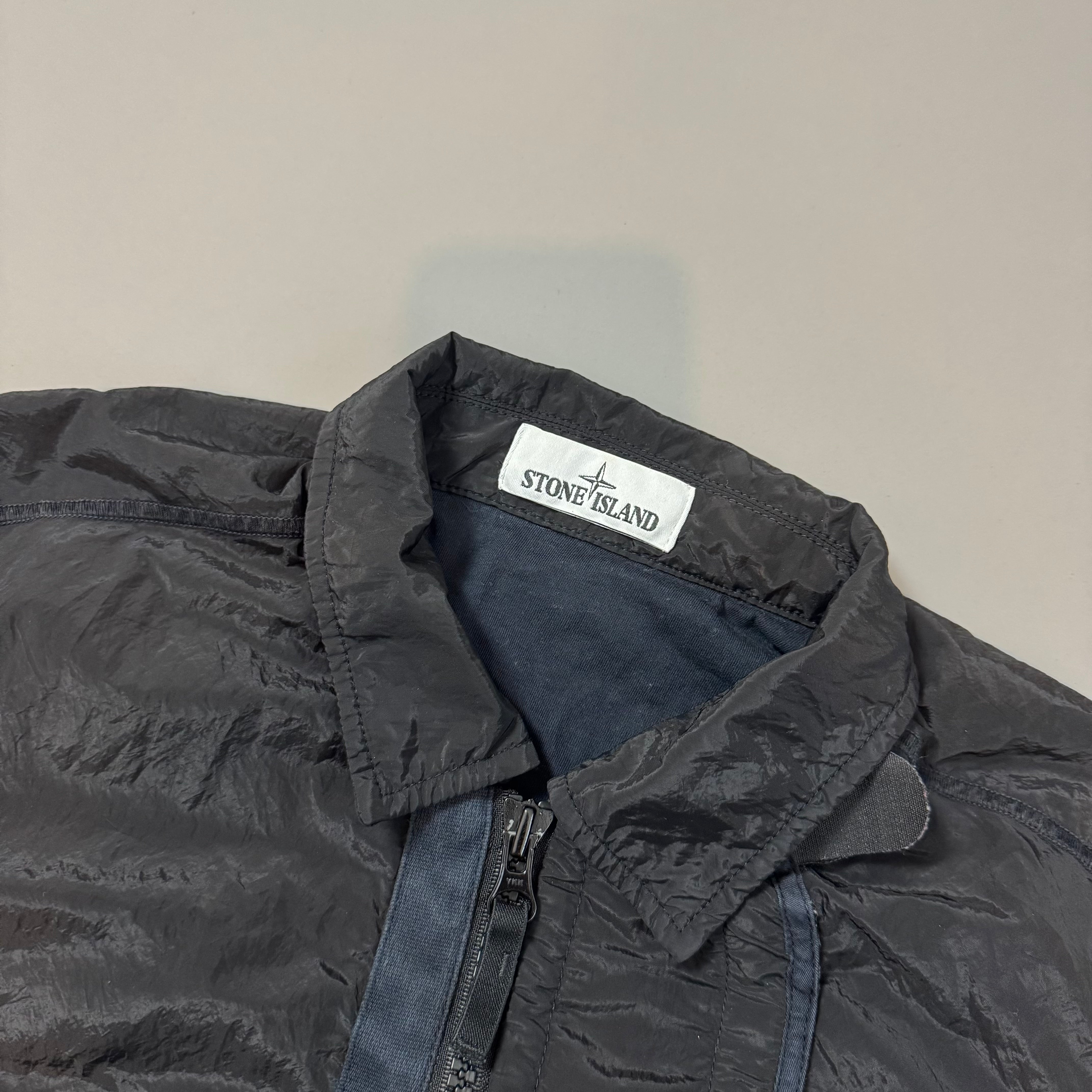 Stone Island Black Nylon Metal Shimmer Overshirt - Large