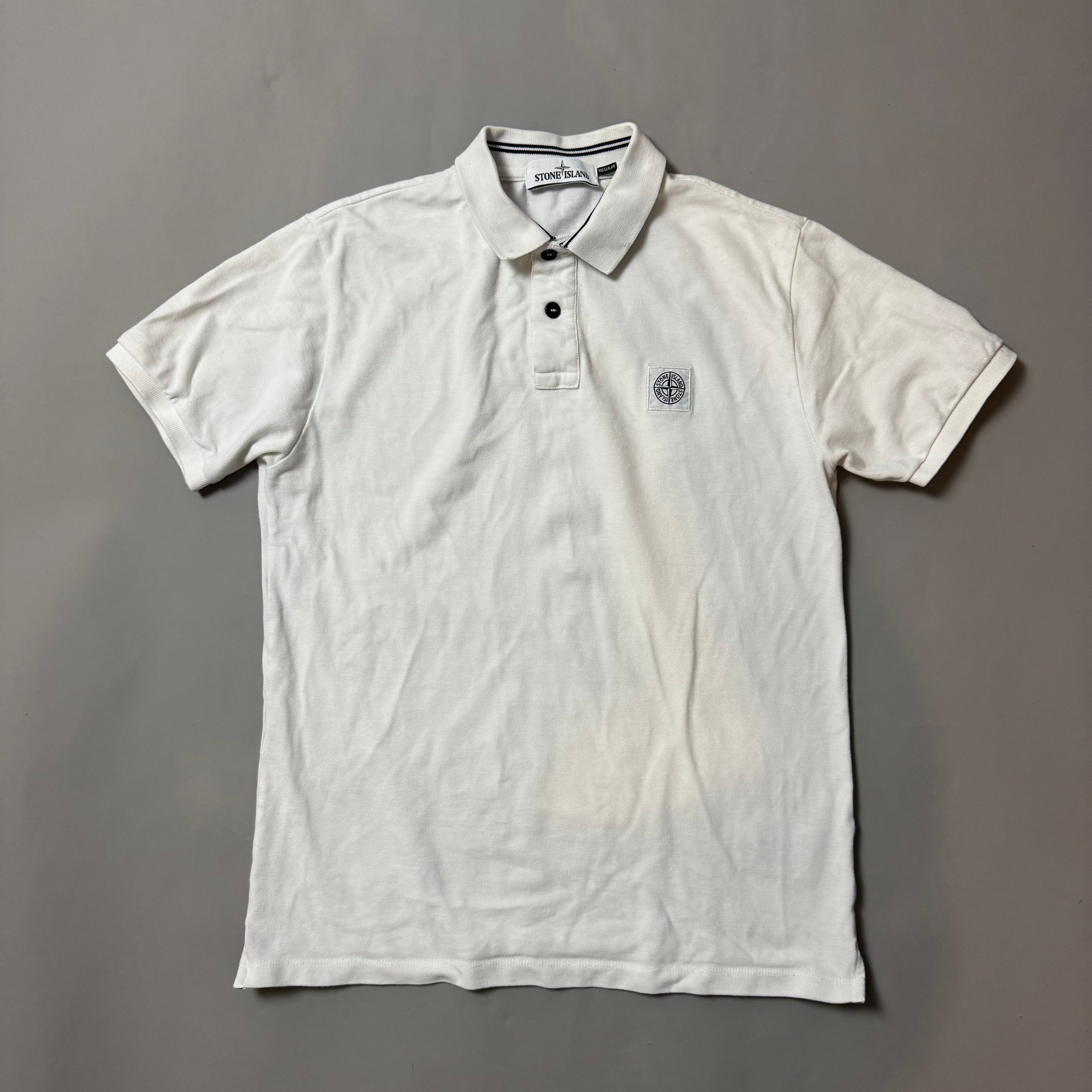 Stone Island White Polo Shirt - Medium