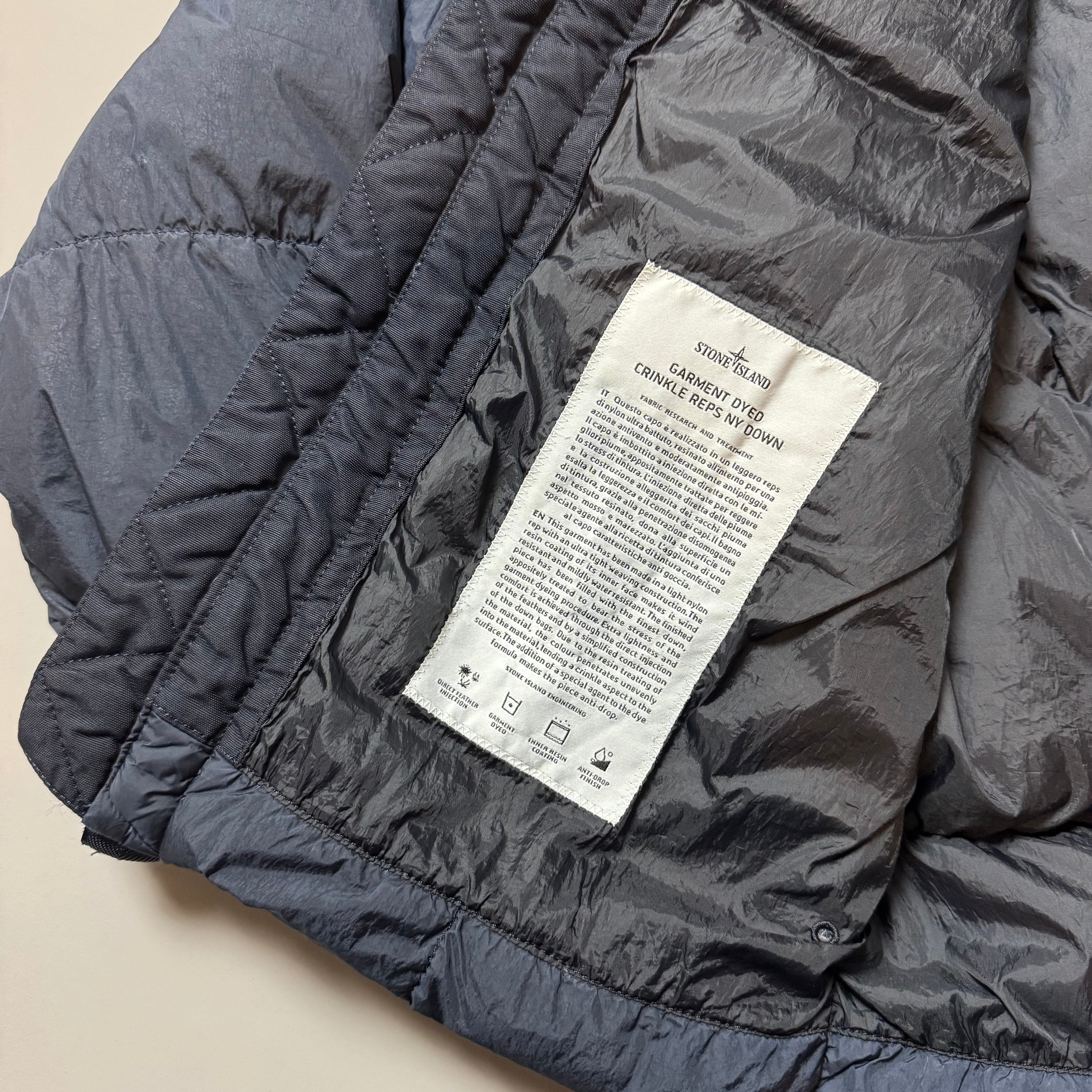 Stone Island Navy Crinkle Reps NY Down Puffer Jacket - Small