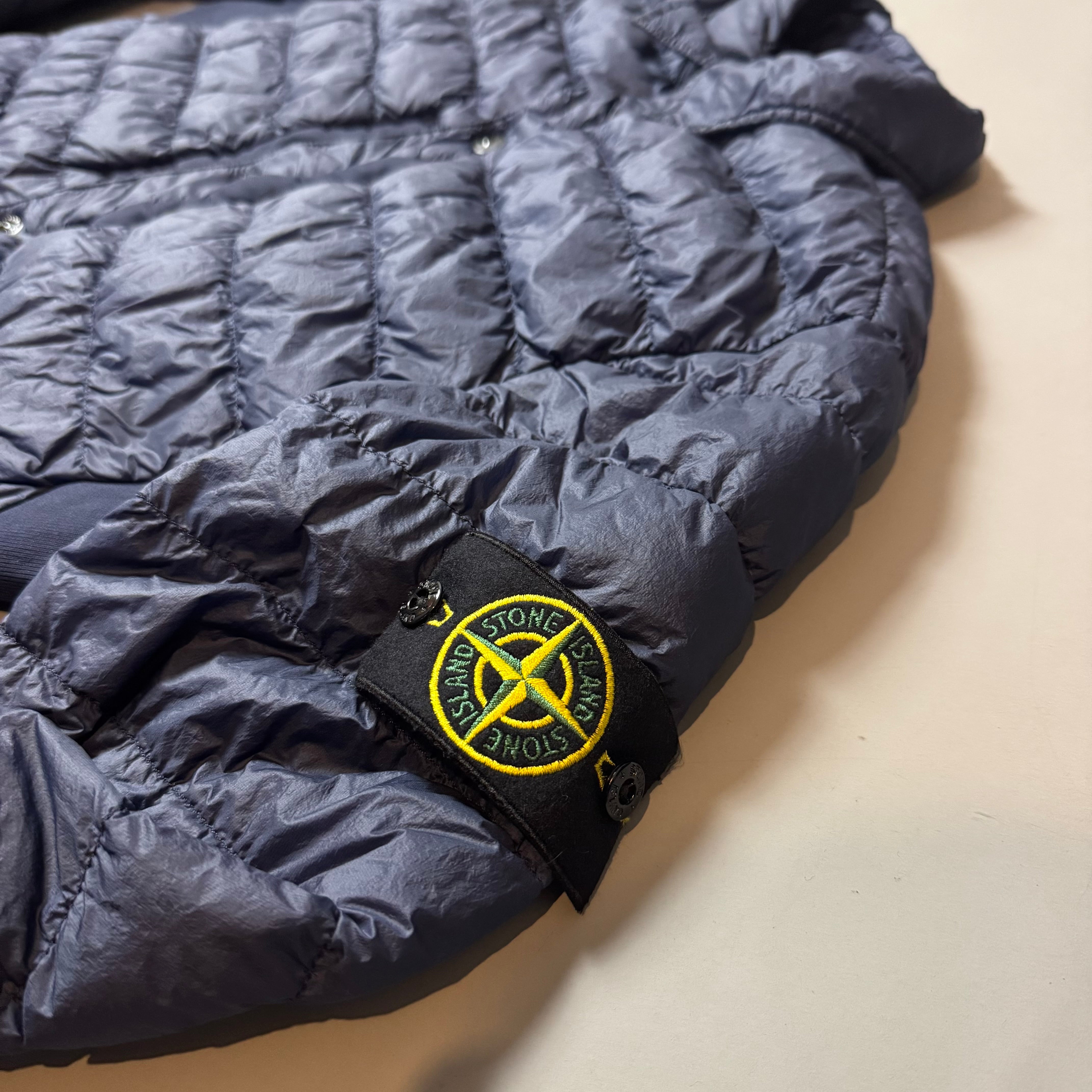 Stone Island Navy Garment Dyed Micro Yarn Down Jacket - Medium