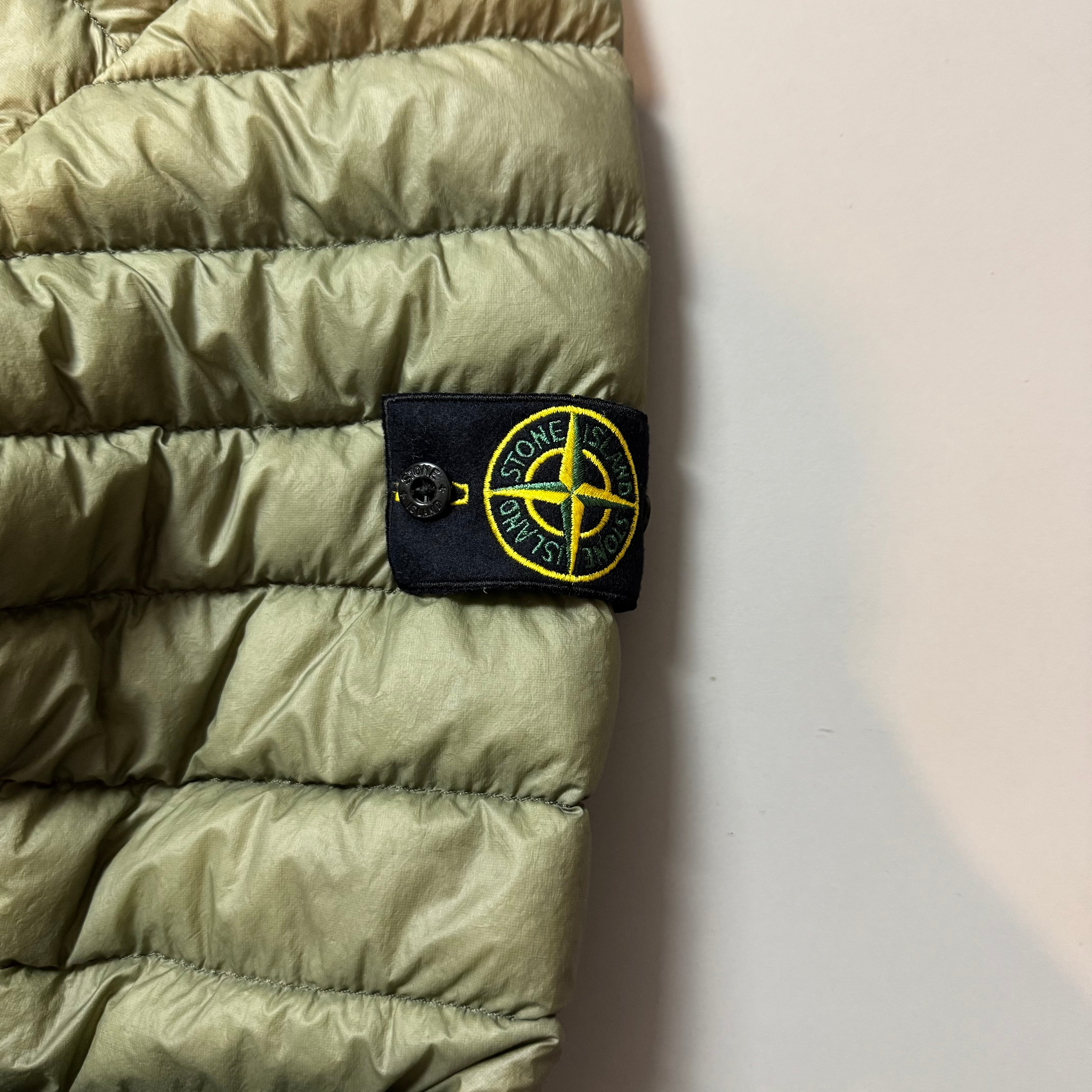 Stone Island Green Garment Dyed Micro Yarn Down Jacket - Medium