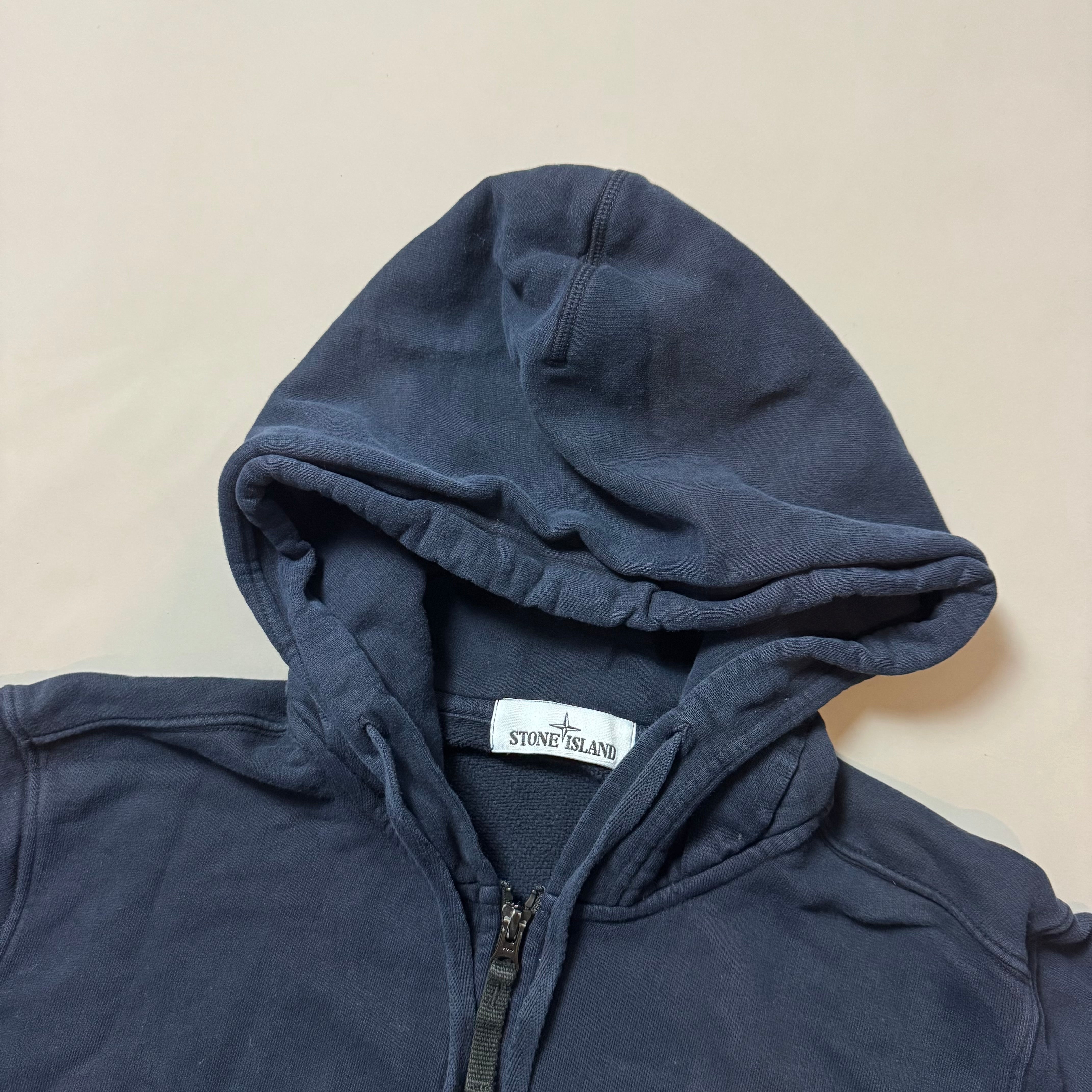 Stone Island Navy Zip Up Hoodie - XL