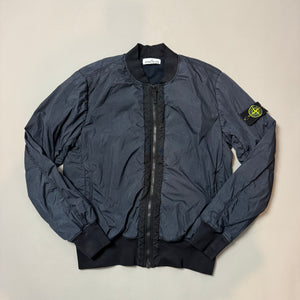 Stone Island Navy Crinkle Reps Cotton Lined Bomber Jacket - XL